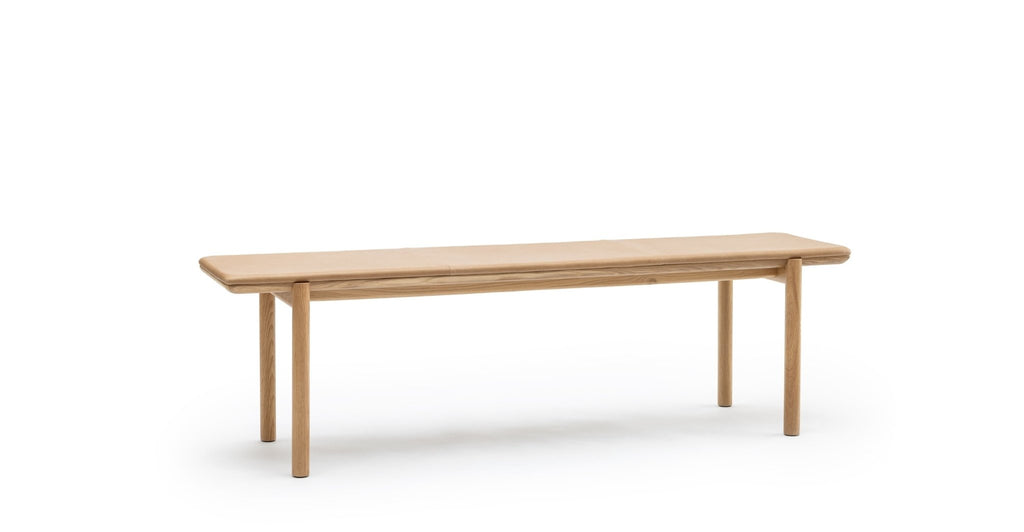 FOLK BENCH - LIGHT OAK & CANYON LEATHER - THE LOOM COLLECTION