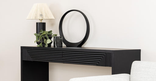 entrance Console table with drawers in black color, vanity table with drawers