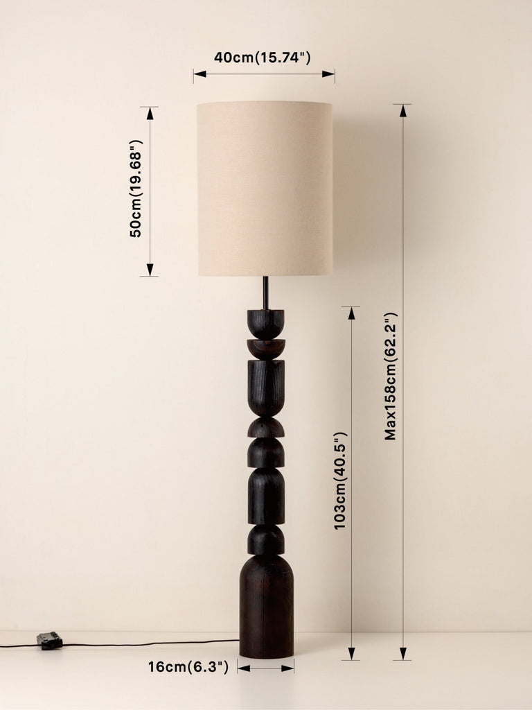 ASKA - CHARRED WOOD AND NATURAL LINEN FLOOR LAMP - THE LOOM COLLECTION