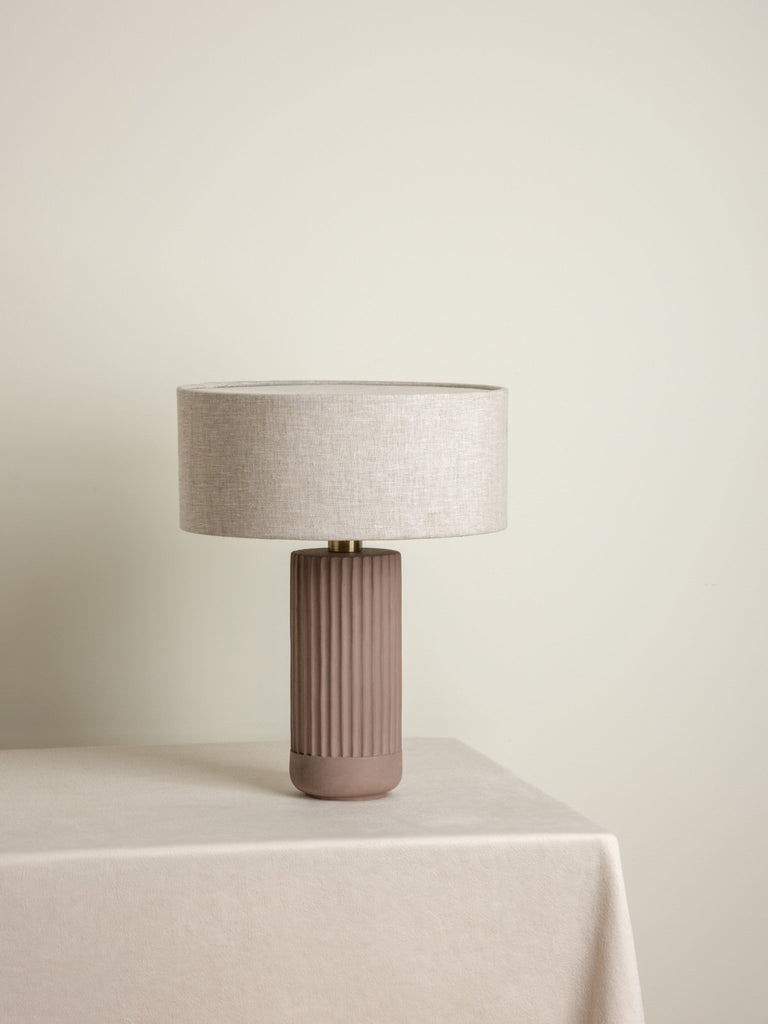 AVERO - MEDIUM TAUPE RIBBED CONCRETE TABLE LAMP - THE LOOM COLLECTION