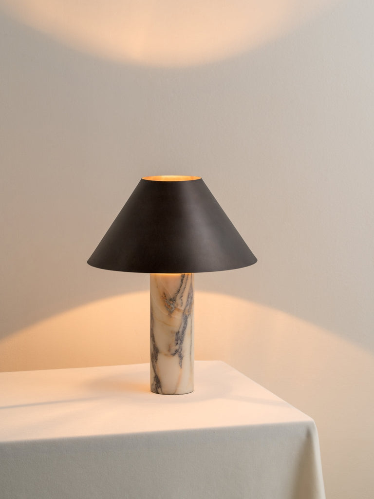 CLINE - CALACATTA VIOLA MARBLE AND BRONZE TABLE LAMP - THE LOOM COLLECTION