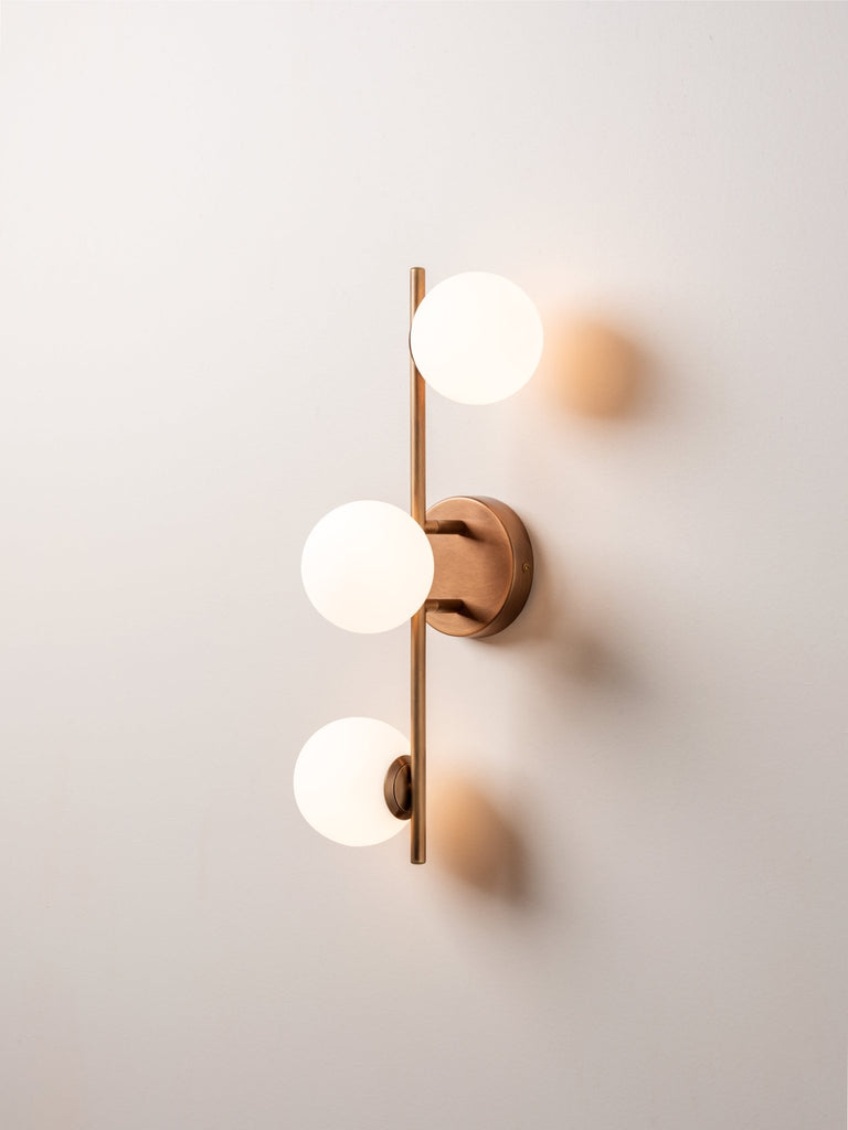 CORO - 3 LIGHT AGED BRASS AND OPAL CEILING OR WALL - THE LOOM COLLECTION