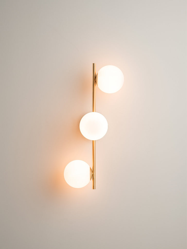 CORO - 3 LIGHT BRUSHED BRASS AND OPAL CEILING OR WALL - THE LOOM COLLECTION