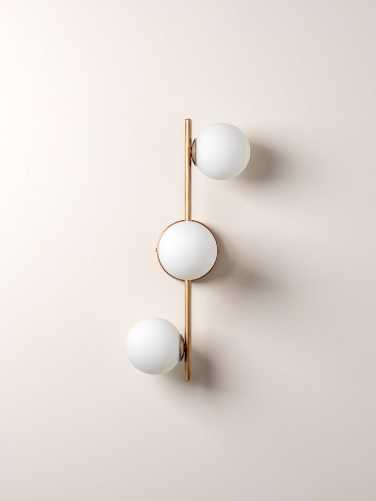 CORO - 3 LIGHT BRUSHED BRASS AND OPAL CEILING OR WALL - THE LOOM COLLECTION