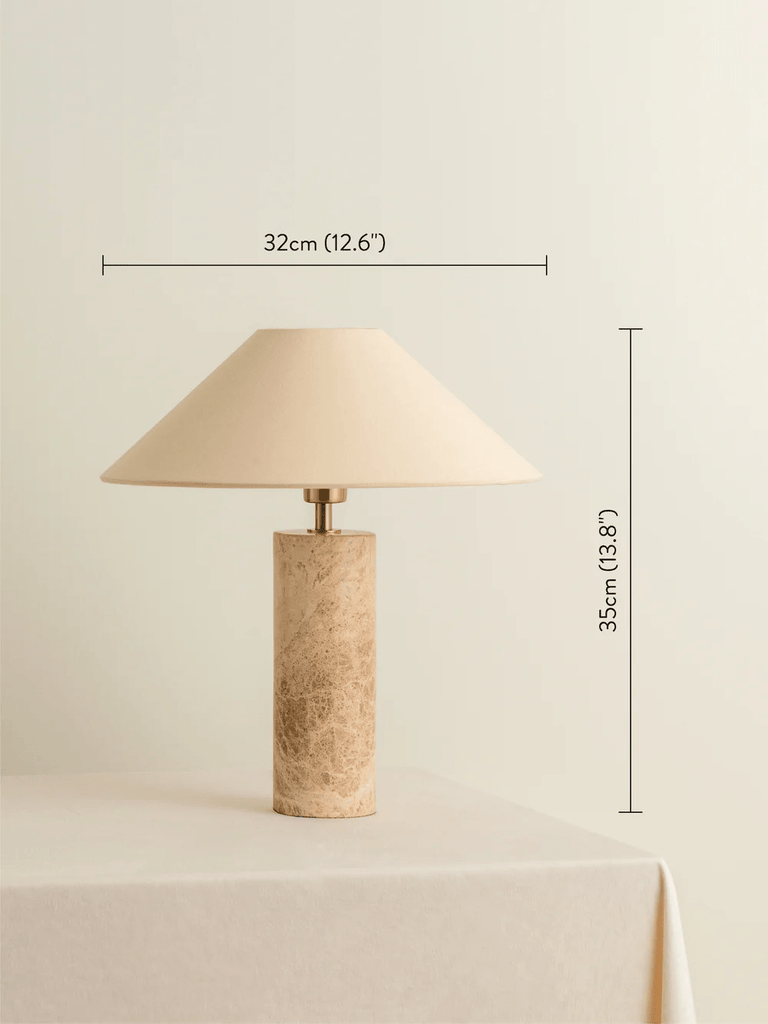 DENARI - 1 LIGHT SMALL BROWN MARBLE CYLINDER TABLE LAMP - THE LOOM COLLECTION
