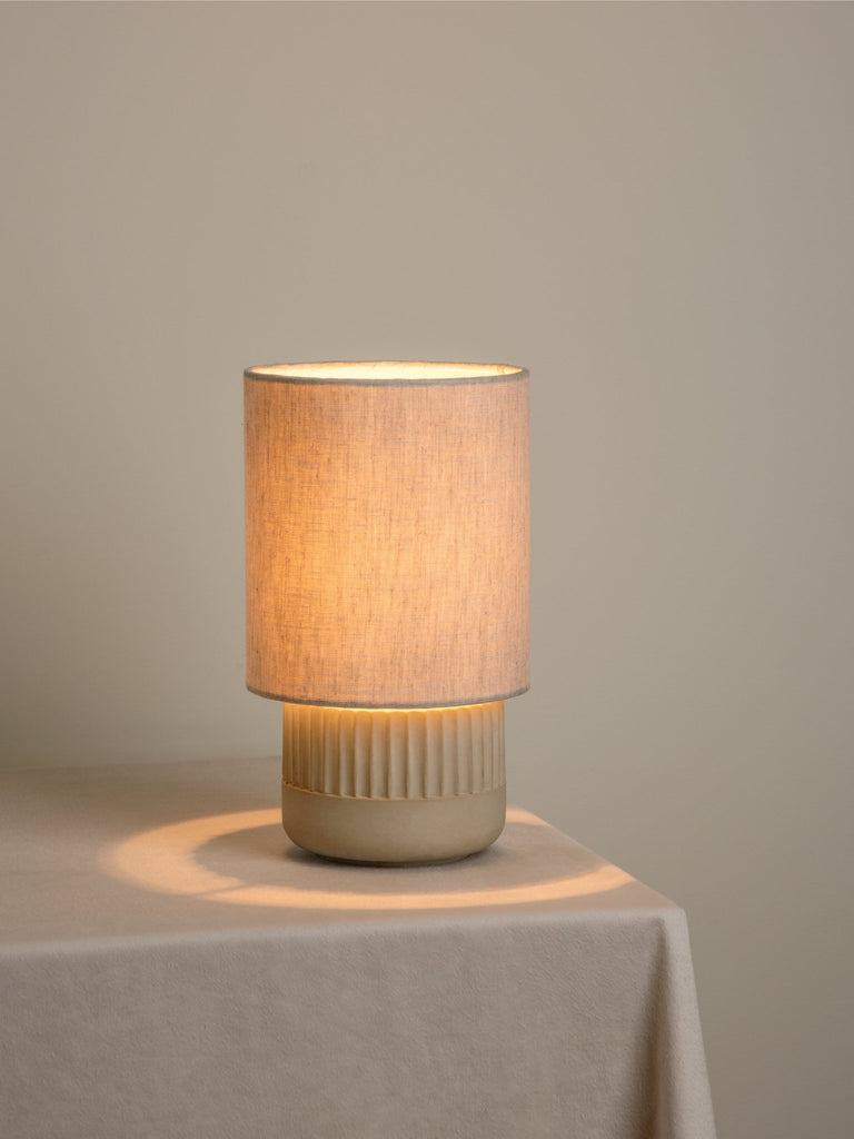 ENZA SMALL WARM WHITE RIBBED CONCRETE TABLE LAMP - THE LOOM COLLECTION