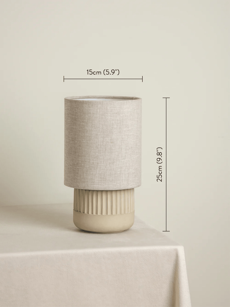 ENZA SMALL WARM WHITE RIBBED CONCRETE TABLE LAMP - THE LOOM COLLECTION