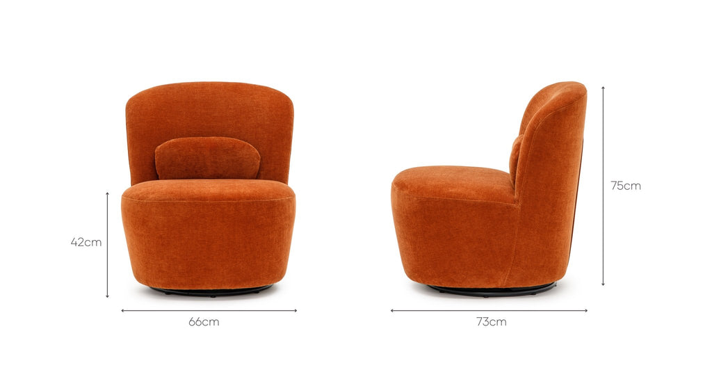 Erin Swivel Accent Chair - Rust Velvet - THE LOOM COLLECTION