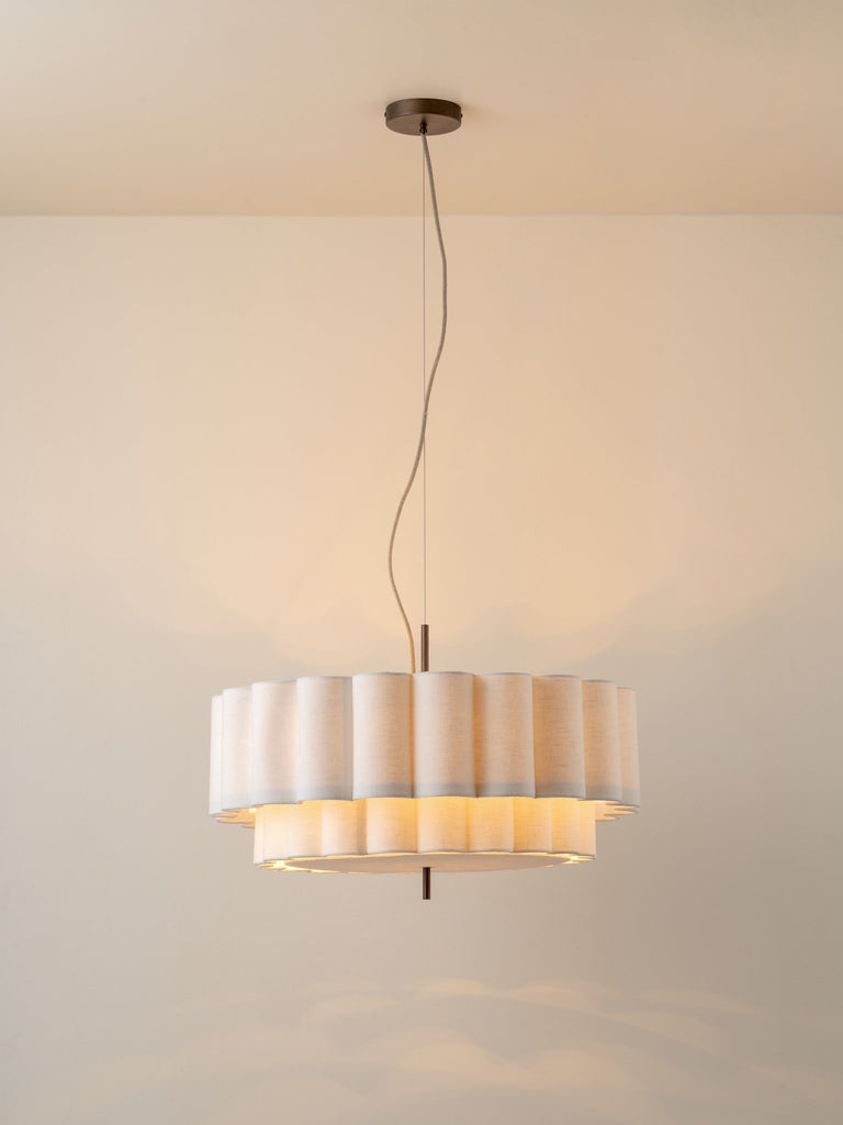 FOLIA - LARGE SCALLOPED NATURAL LINEN PENDANT - THE LOOM COLLECTION