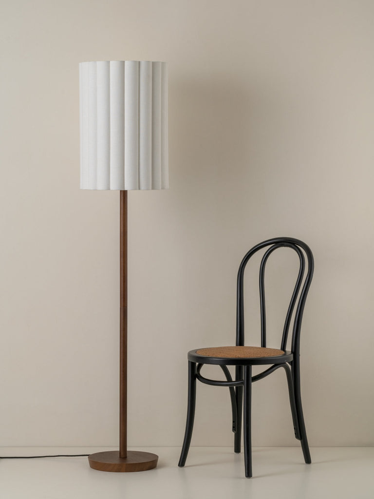 FOLIA - WALNUT WOOD AND SCALLOPED NATURAL LINEN FLOOR LAMP - THE LOOM COLLECTION