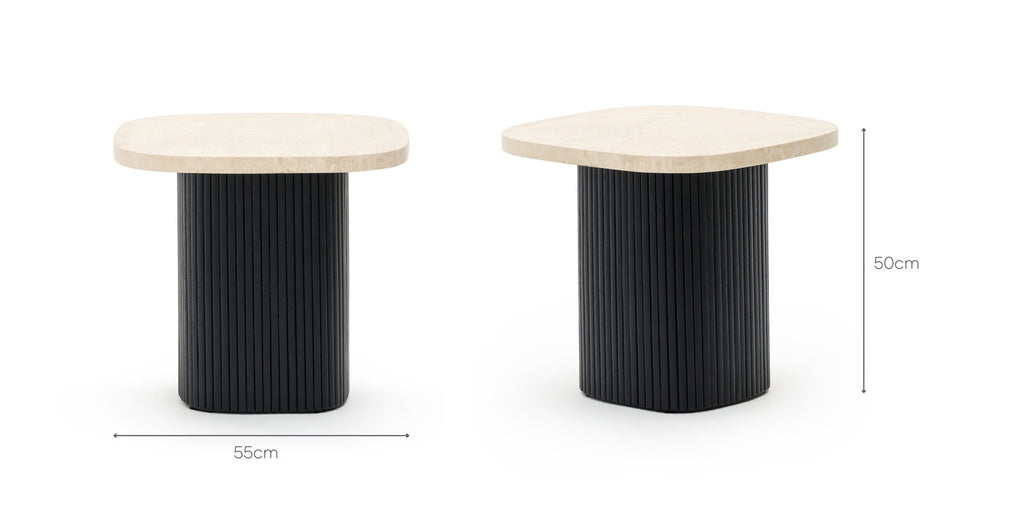 Gion Coffee Table 55 - Black Oak & Travertine - THE LOOM COLLECTION