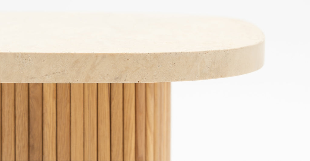 Gion Coffee Table 55 - Light Oak & Travertine - THE LOOM COLLECTION