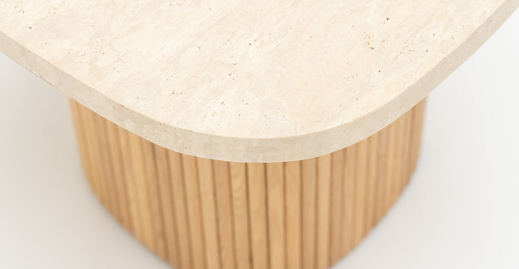 Gion Coffee Table 55 - Light Oak & Travertine - THE LOOM COLLECTION