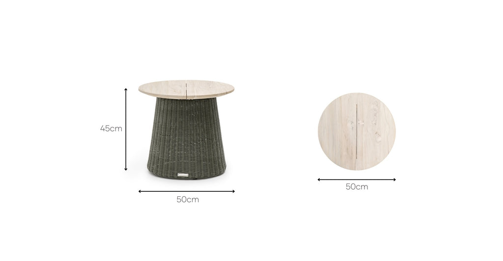 GIRONA SIDE TABLE - AGED TEAK & MOSS - THE LOOM COLLECTION
