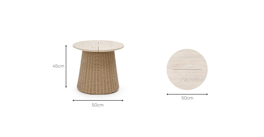 GIRONA SIDE TABLE - AGED TEAK & NATURAL - THE LOOM COLLECTION