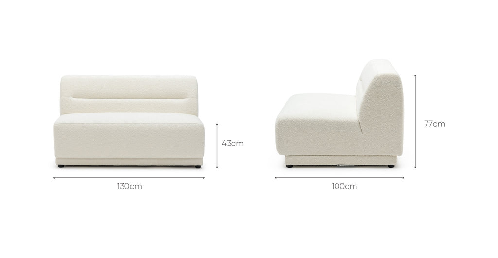 Karine 2 Seater Armless Module - Ivory Boucle - THE LOOM COLLECTION