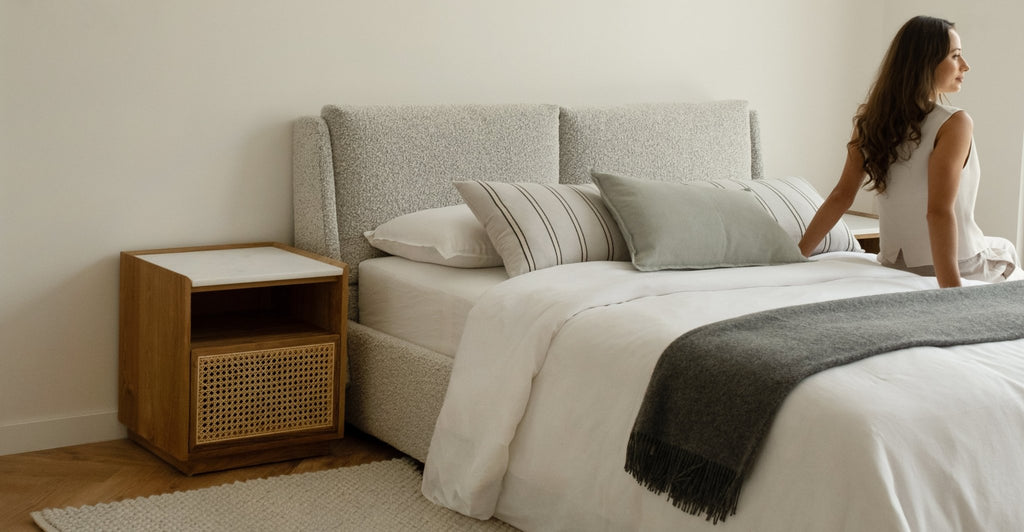 Lorenzo Bed With Storage - Salt & Pepper - THE LOOM COLLECTION