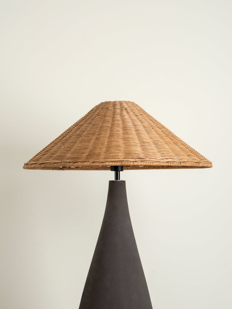 MIATA - CHARCOAL CONCRETE AND RATTAN TABLE LAMP - THE LOOM COLLECTION