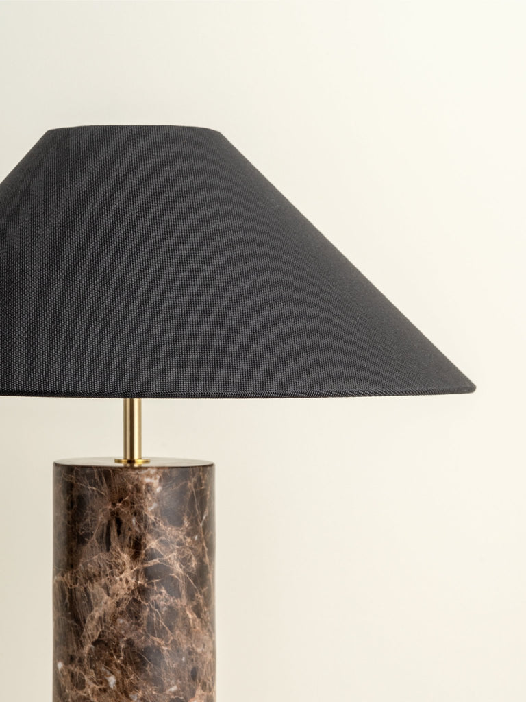 MOROLA - 1 LIGHT LARGE BROWN MARBLE CYLINDER TABLE LAMP - THE LOOM COLLECTION