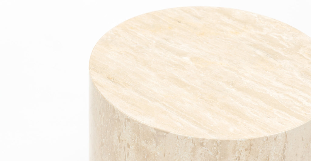 NUBA CYLINDER SIDE TABLE - TRAVERTINE - THE LOOM COLLECTION