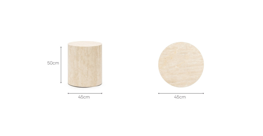 NUBA CYLINDER SIDE TABLE - TRAVERTINE - THE LOOM COLLECTION