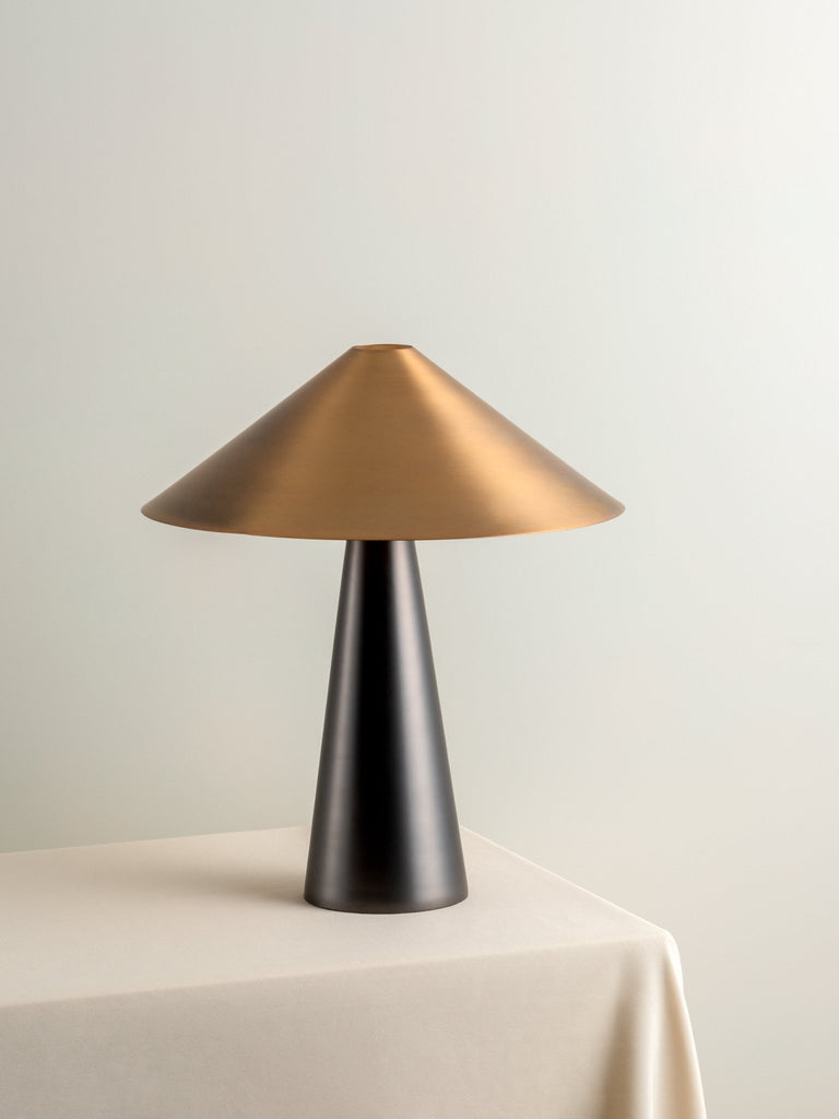 ORTA - 1 LIGHT ANTIQUE SILVER AND BURNISHED BRASS CONE TABLE LAMP - THE LOOM COLLECTION