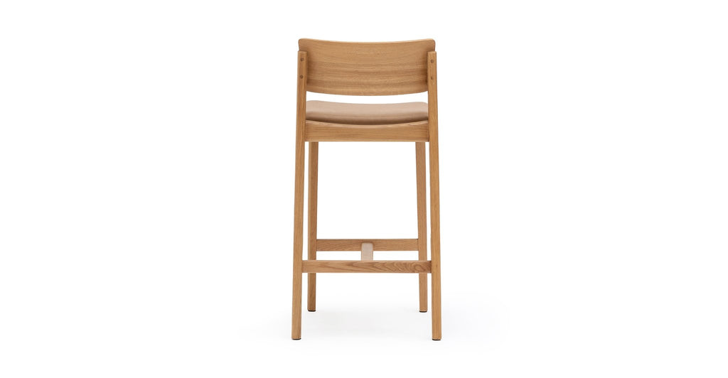 Poise Counter Chair - Light Oak & Pecan Leather - THE LOOM COLLECTION