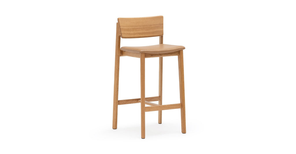 Poise Counter Chair - Light Oak & Pecan Leather - THE LOOM COLLECTION