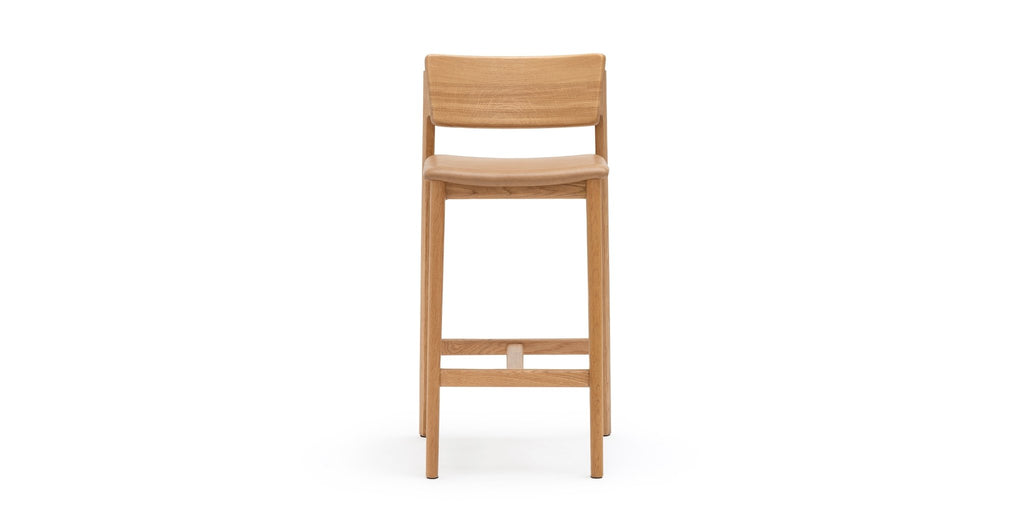 Poise Counter Chair - Light Oak & Pecan Leather - THE LOOM COLLECTION