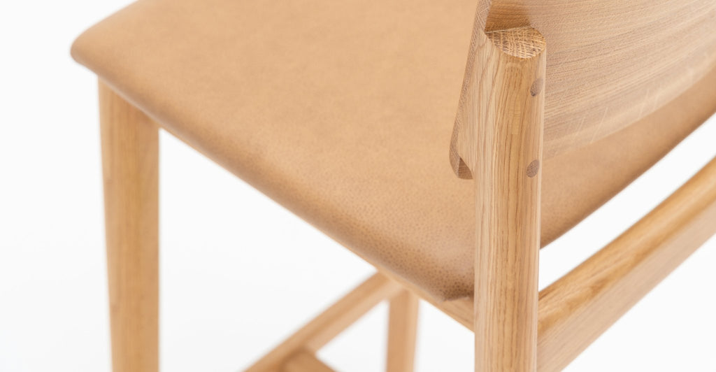 Poise Counter Chair - Light Oak & Pecan Leather - THE LOOM COLLECTION