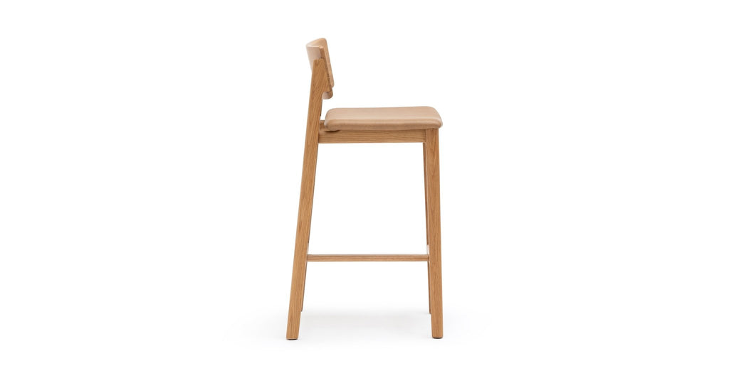 Poise Counter Chair - Light Oak & Pecan Leather - THE LOOM COLLECTION