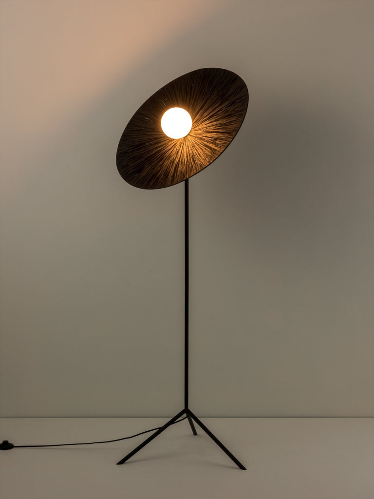 RIDOTTI - 1 LIGHT BLACK RAFFIA FLOOR LAMP - THE LOOM COLLECTION
