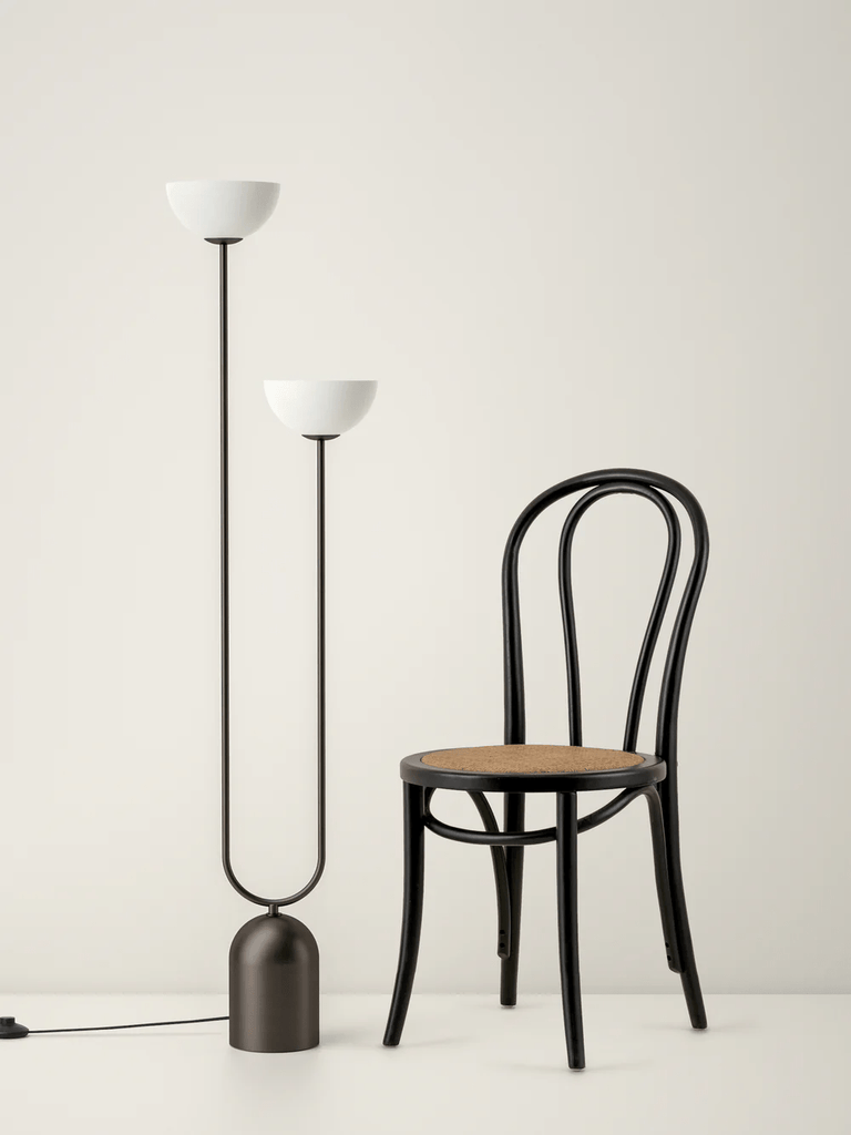RUZO - 2 LIGHT BRONZE AND PORCELAIN FLOOR LAMP - THE LOOM COLLECTION