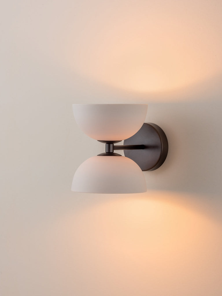 RUZO - 2 LIGHT BRONZE AND PORCELAIN WALL LIGHT - THE LOOM COLLECTION
