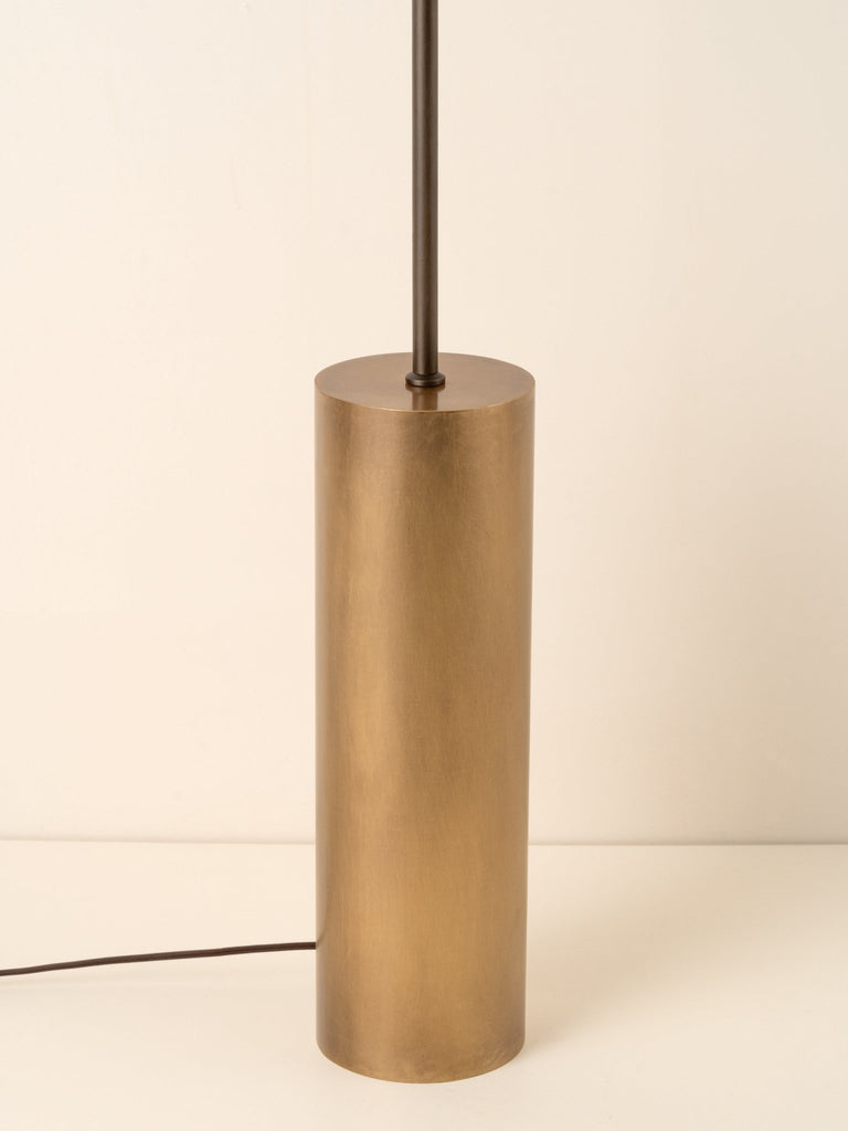 SOLARA - AGED BRASS AND LAYERED NATURAL LINEN FLOOR LAMP - THE LOOM COLLECTION