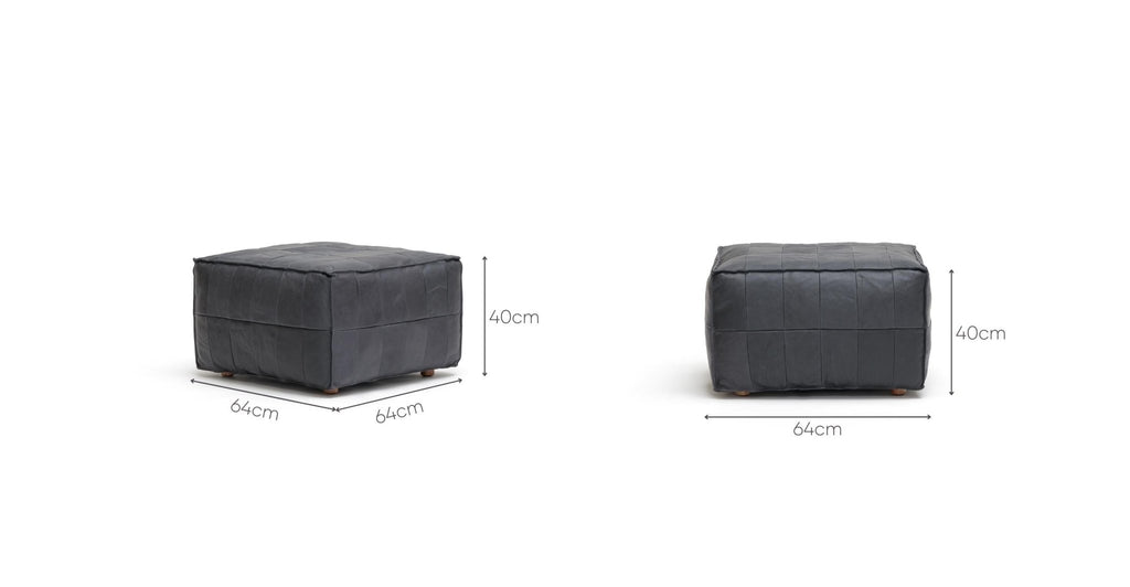 Tanbo Stool - Charcoal Leather - THE LOOM COLLECTION