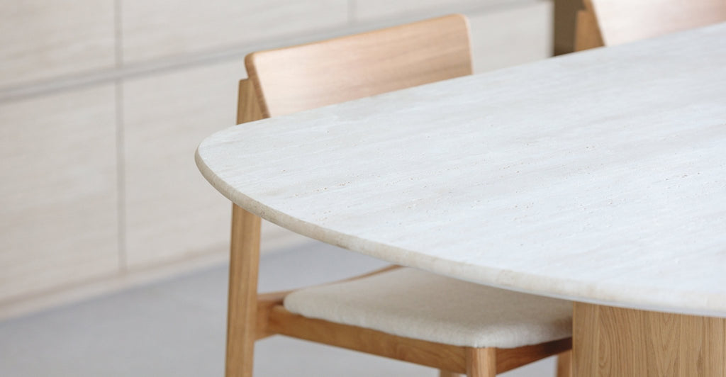 Tathra Table - Light Oak & Travertine - THE LOOM COLLECTION