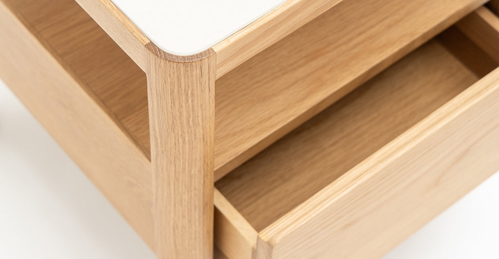 Theo Nightstand - Light Oak & Sintered Stone - THE LOOM COLLECTION