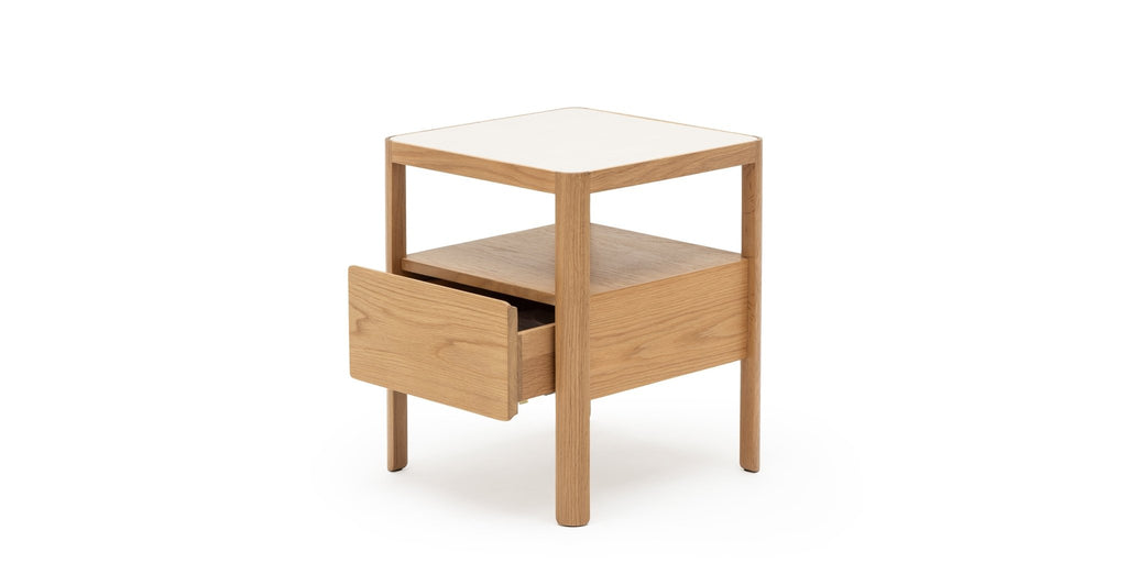 Theo Nightstand - Light Oak & Sintered Stone - THE LOOM COLLECTION