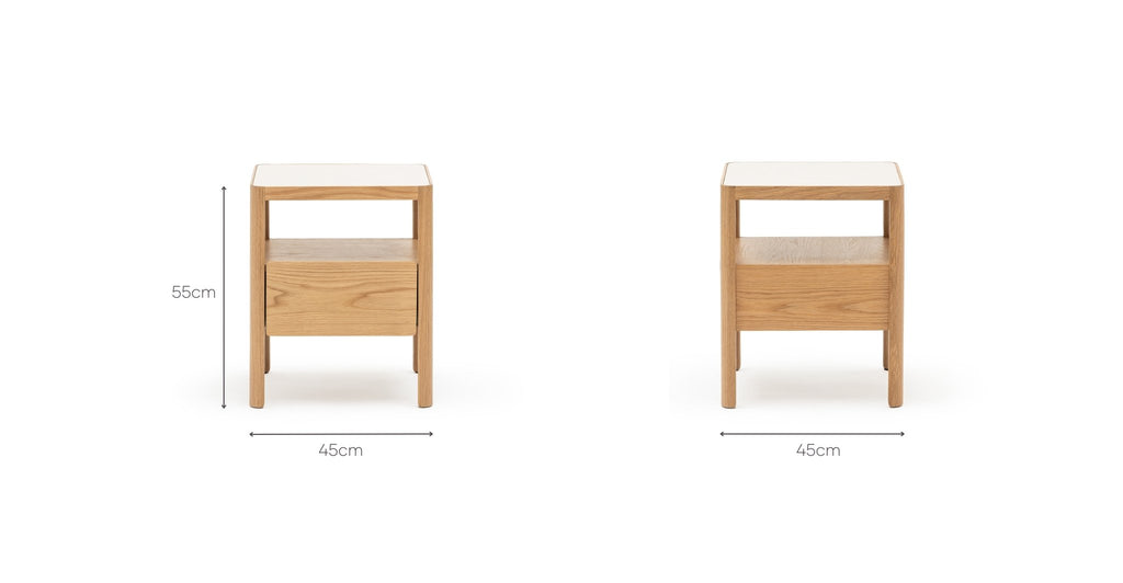 Theo Nightstand - Light Oak & Sintered Stone - THE LOOM COLLECTION