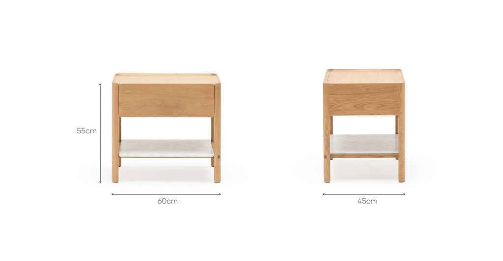 Tye Nightstand 60 - Light Oak & Bianca Carrara - THE LOOM COLLECTION