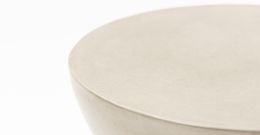 ALLY SIDE TABLE - CONCRETE - THE LOOM COLLECTION - DETAIL VIEW OF ROUND FEATURE