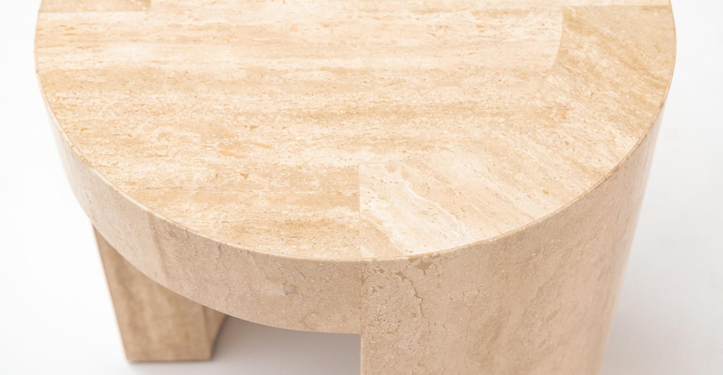 ARNO ROUND SIDE TABLE - TRAVERTINE - THE LOOM COLLECTION