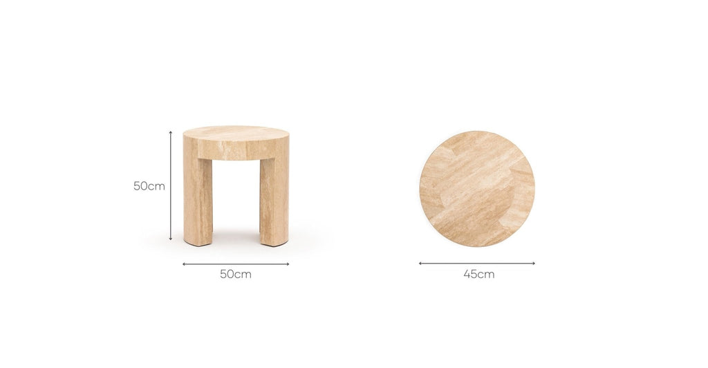 ARNO ROUND SIDE TABLE - TRAVERTINE - THE LOOM COLLECTION