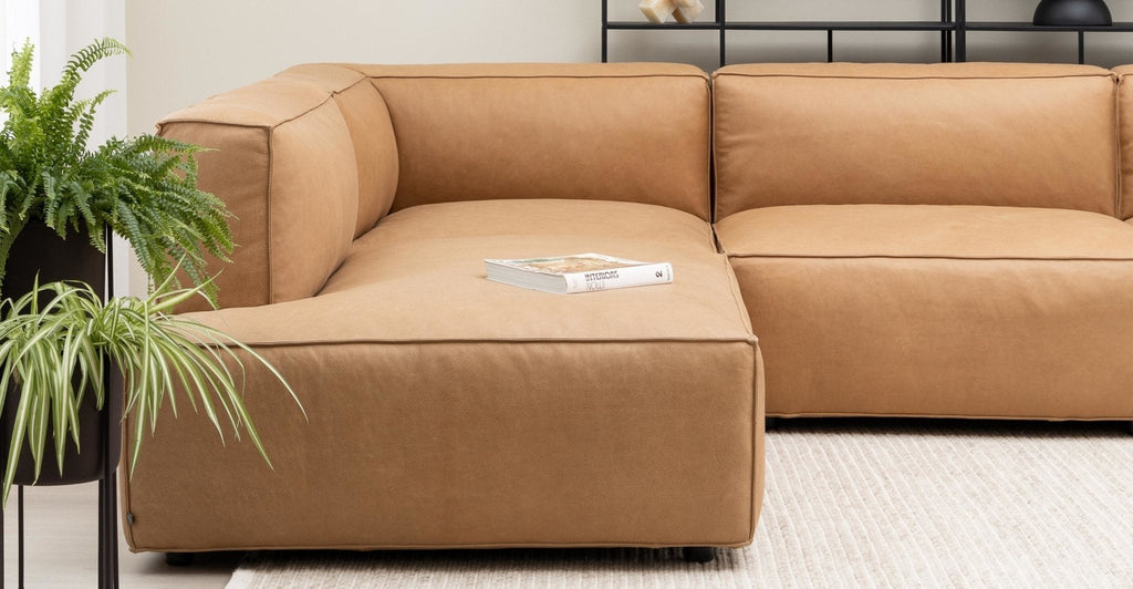 BAKER CORNER SOFA WITH STORAGE - PECAN LEATHER - THE LOOM COLLECTION
