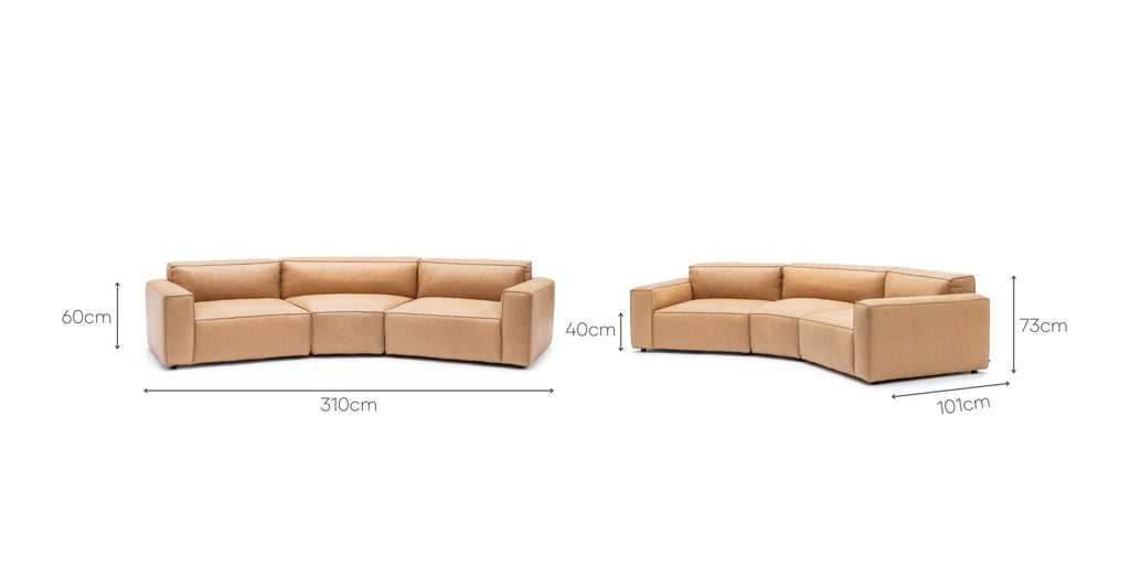 BAKER CURVED SOFA - PECAN LEATHER - THE LOOM COLLECTION