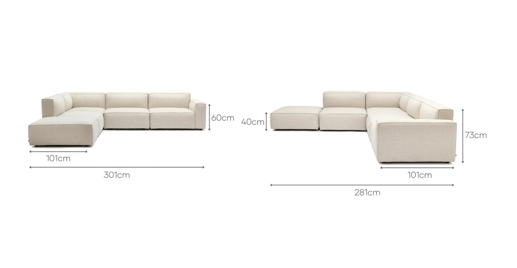 BAKER LARGE CORNER SOFA WITH OTTOMAN - OATMEAL - THE LOOM COLLECTION