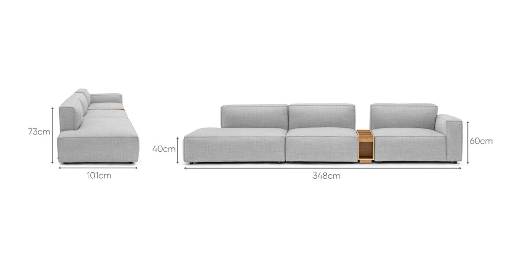 BAKER LARGE OPEN END SOFA WITH STORAGE TABLE - DIAMOND - THE LOOM COLLECTION