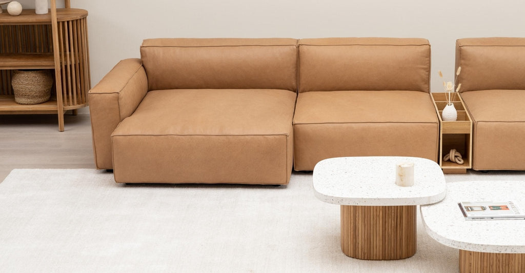 BAKER MEGA LOUNGE SOFA WITH STORAGE - PECAN LEATHER - THE LOOM COLLECTION