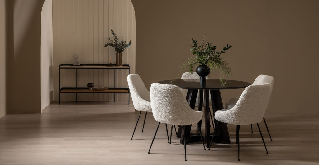 CHANTILLY DINING TABLE - BLACK OAK & MARBLE - THE LOOM COLLECTION